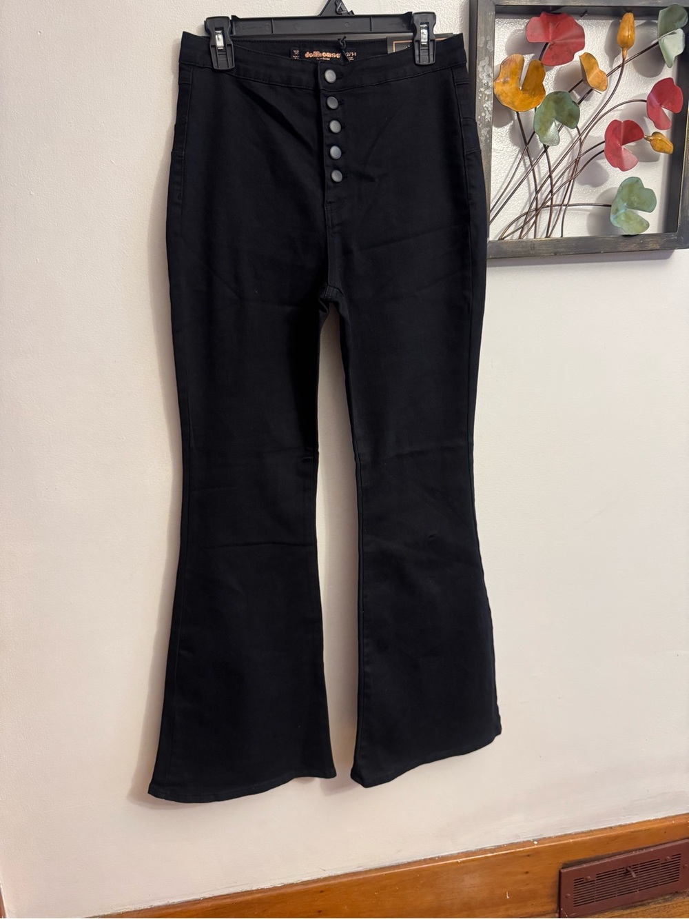 Dollhouse Black High-Rise Button-Front Flare Jeans- Size 13/14